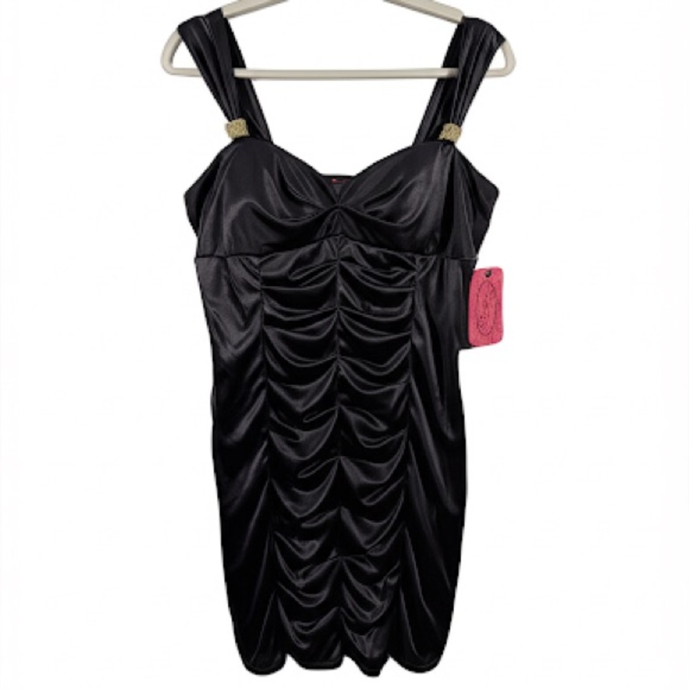 Pompous Girly Black‎ Ruched Mini Dress Sweetheart Neckline black Mini Dress XL